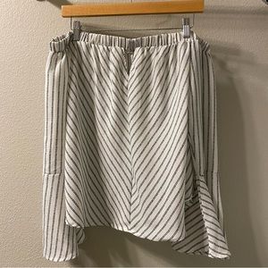 Striped Off the Shoulder Blouse with Flowy Sleeves